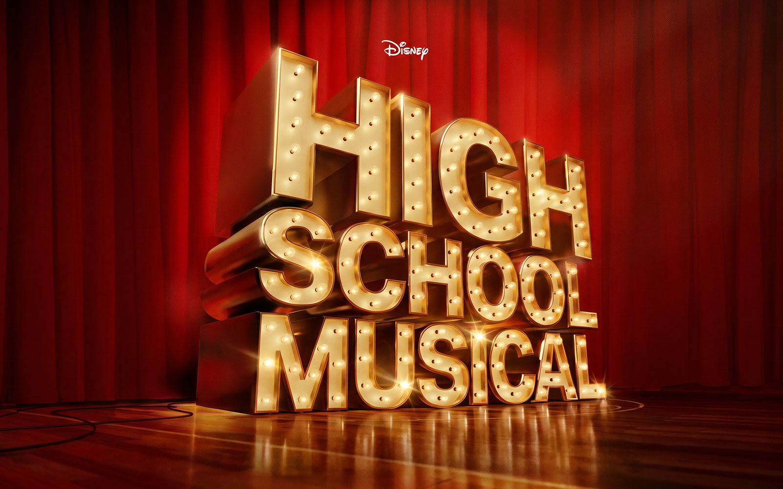 High School Musical sign with lights on stage, Westend theater.