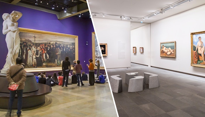 Group of people studying the paintings at Orsay & Orangerie Museum, Paris