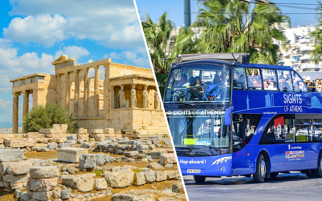 Acropolis ruins and Athens hop-on hop-off bus tour.