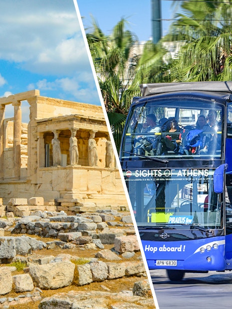 Acropolis ruins and Athens hop-on hop-off bus tour.