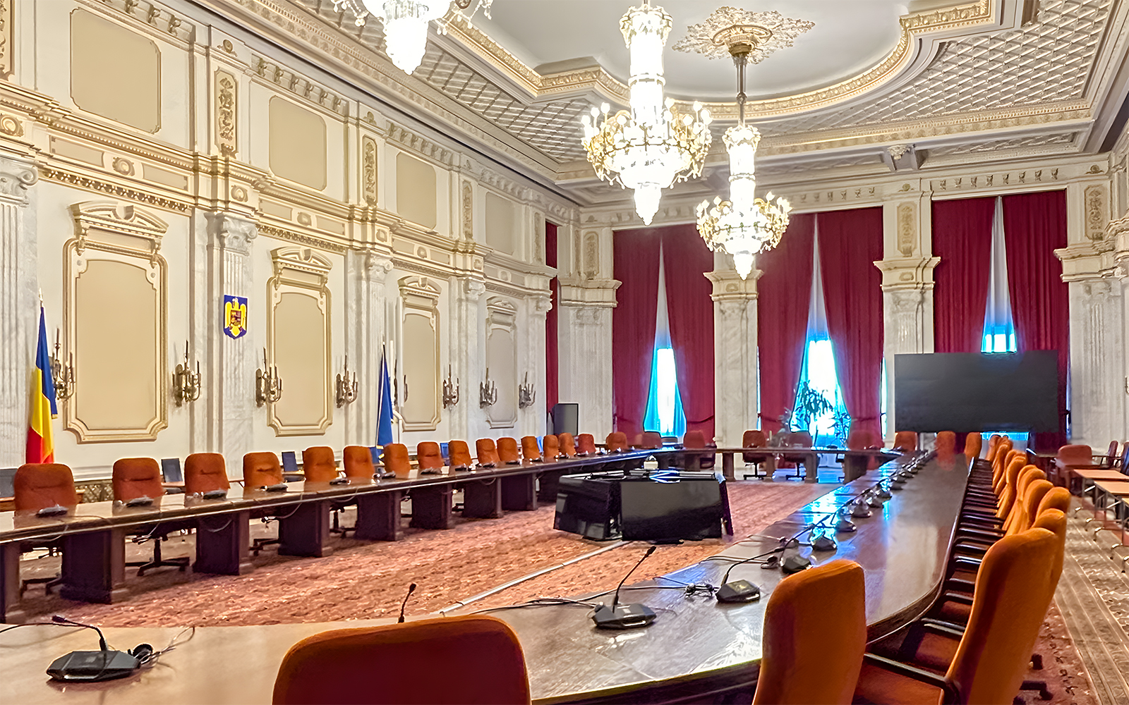 human rights hall, palace of parliament, bucharest