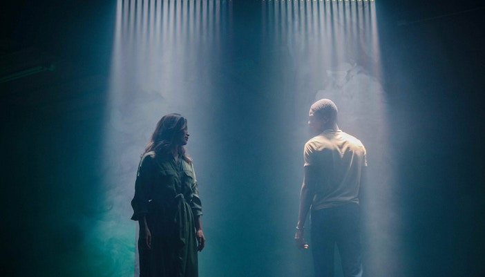 Szechenyi Dayspalm spa entrance with vibrant light art display, Budapest.