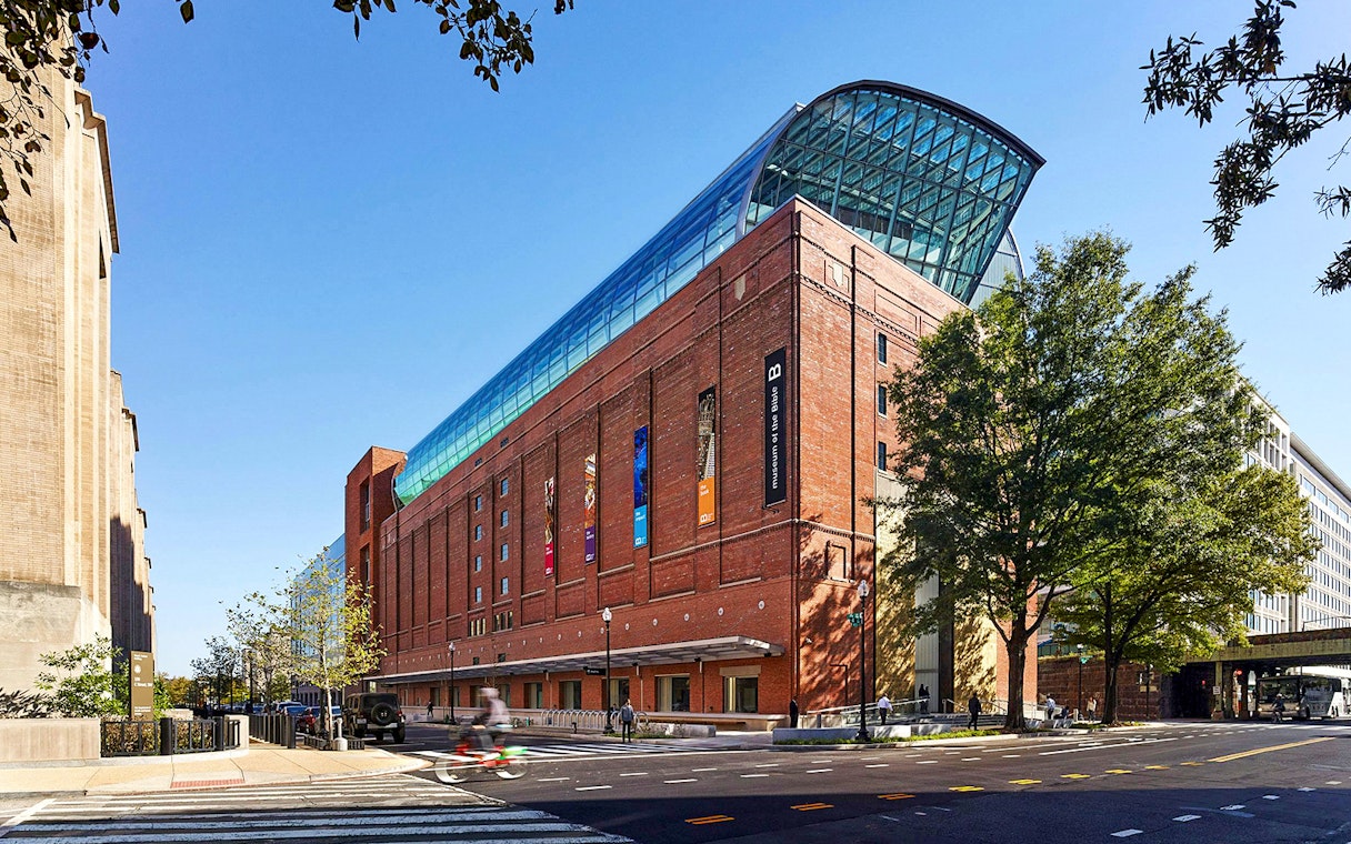 Museum of the Bible exterior with glass roof in Washington, D.C.