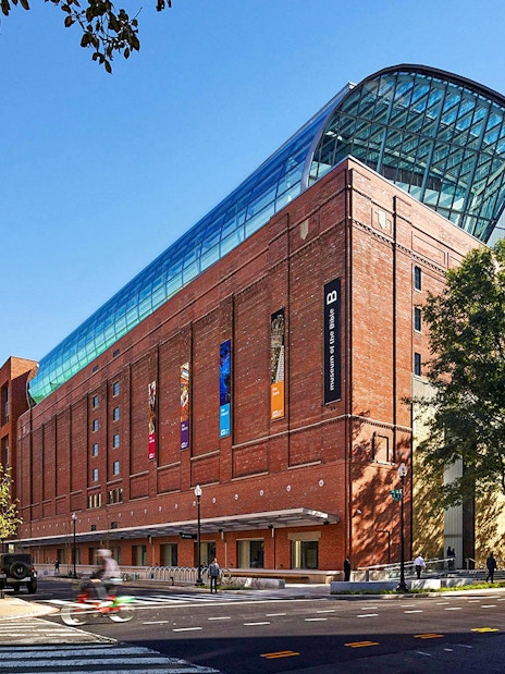 Museum of the Bible exterior with glass roof in Washington, D.C.