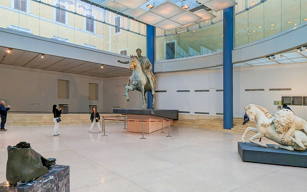 Equestrian statue of Marcus Aurelius inside Musei Capitolini, Rome.