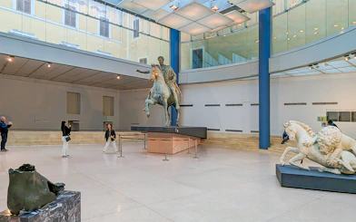 Equestrian statue of Marcus Aurelius inside Musei Capitolini, Rome.