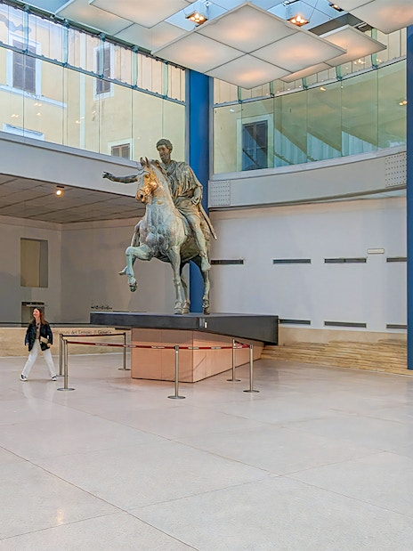 Equestrian statue of Marcus Aurelius inside Musei Capitolini, Rome.