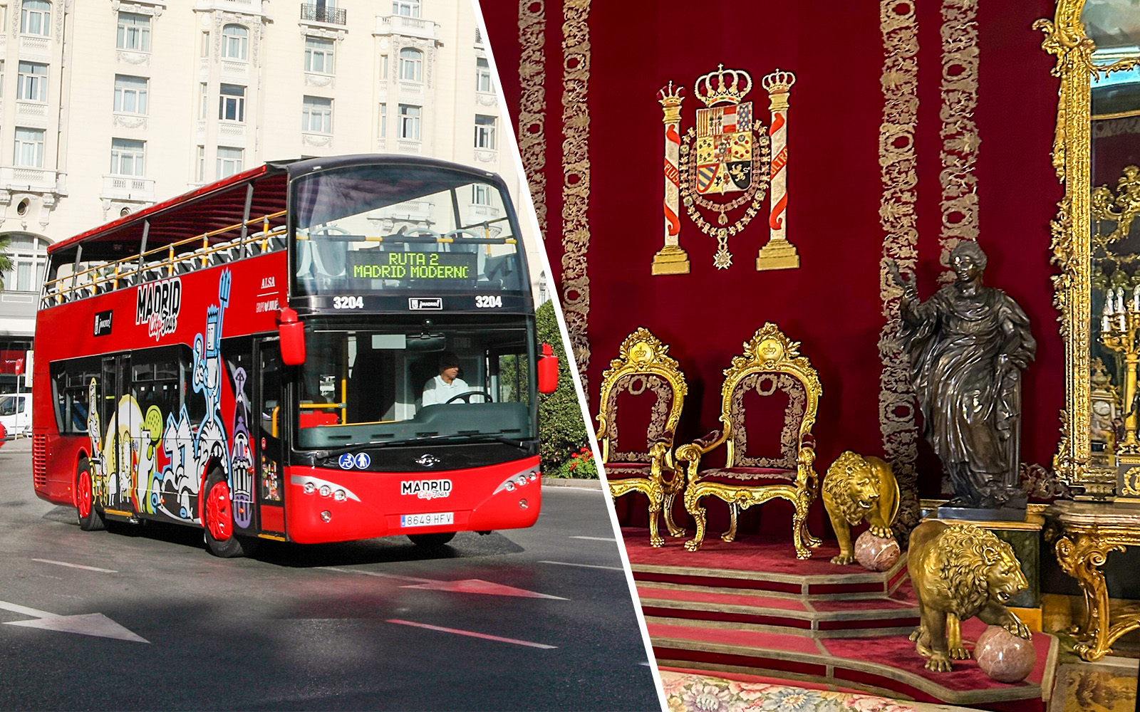 Combo (Save 5%): Madrid Hop-On Hop-Off Bus Tour + Royal Palace of Madrid Skip-the-Line Tickets