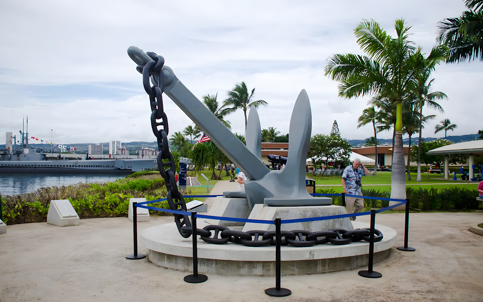 USS Arizona Memorial anchor display at Pearl Harbor, Hawaii.