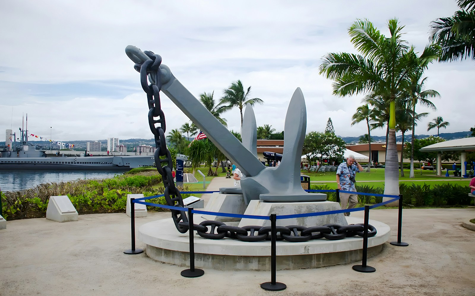 USS Arizona Memorial anchor display at Pearl Harbor, Hawaii.