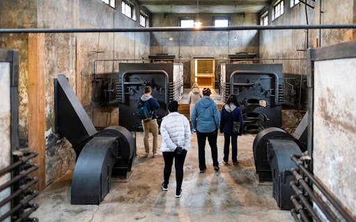 Guests touring the interior of Terezin Concentration Camp.