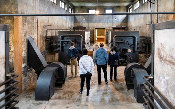 Guests touring the interior of Terezin Concentration Camp.