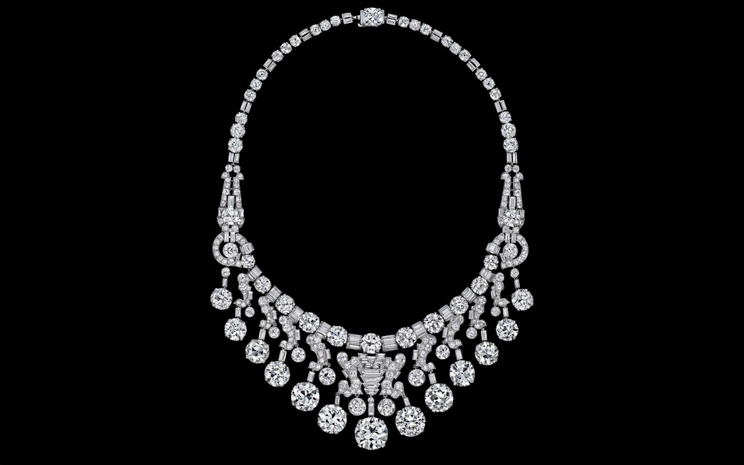 Cartier diamond necklace at National Gallery of Victoria, Melbourne Winter Masterpieces exhibition.