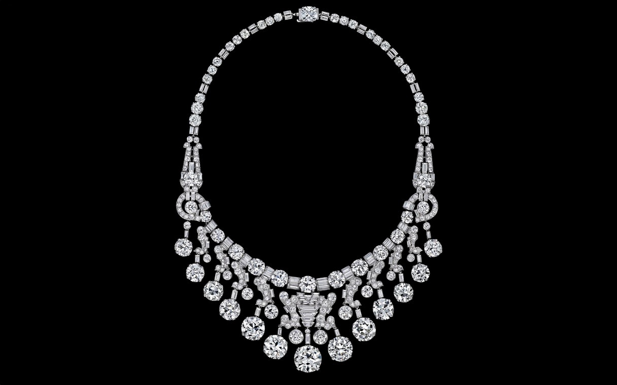 Cartier diamond necklace at National Gallery of Victoria, Melbourne Winter Masterpieces exhibition.