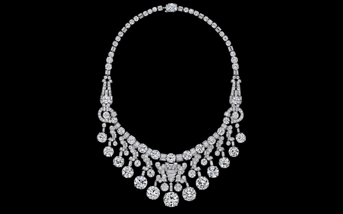 Cartier diamond necklace at National Gallery of Victoria, Melbourne Winter Masterpieces exhibition.