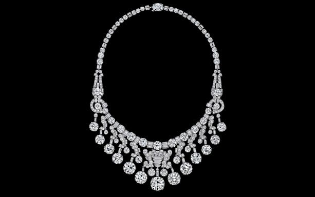 Cartier diamond necklace at National Gallery of Victoria, Melbourne Winter Masterpieces exhibition.