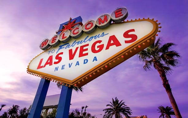 Welcome to Fabulous Las Vegas sign on a sunny day, part of the 1/2/3-Day Las Vegas Hop-On Hop-Off Bus Tour.