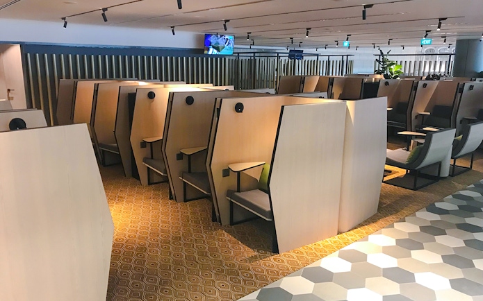 Seating area at BLOSSOM by SATS, Plaza Premium Lounge Singapore.