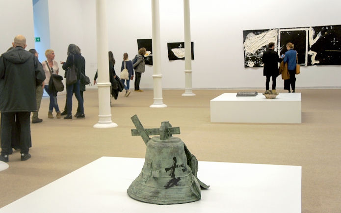 Visitors viewing art installations at Fundació Antoni Tàpies in Barcelona.