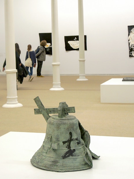 Visitors viewing art installations at Fundació Antoni Tàpies in Barcelona.