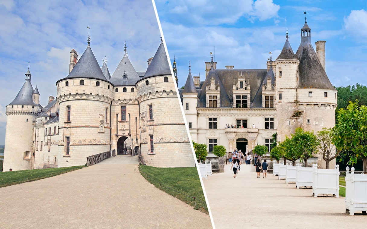Chaumont-sur-Loire and Loire Valley castle with visitors exploring the historic architecture.