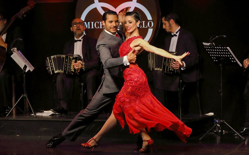 Dancers performing at Michelangelo Tango Show in Buenos Aires.