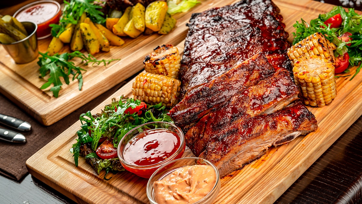 Spicy hot grilled spare ribs from a summer BBQ