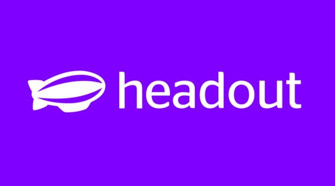 Headout logo on a purple background.