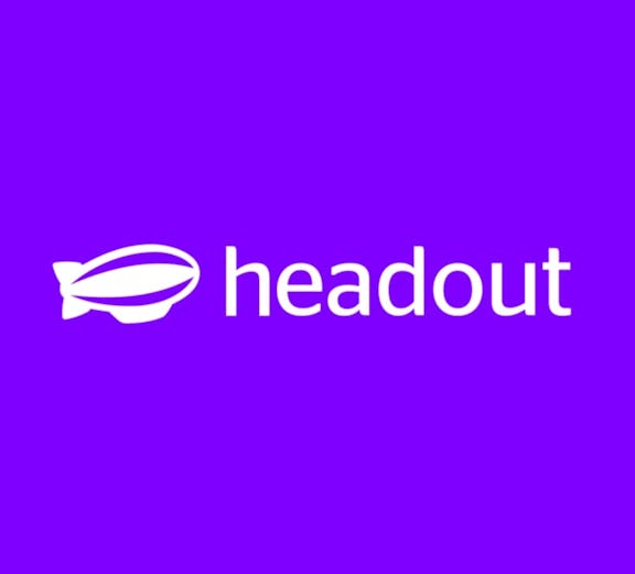 Headout logo on a purple background.