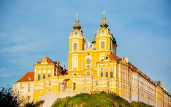 Melk Abbey with baroque architecture on Hallstatt Highlights Day Trip from Vienna.