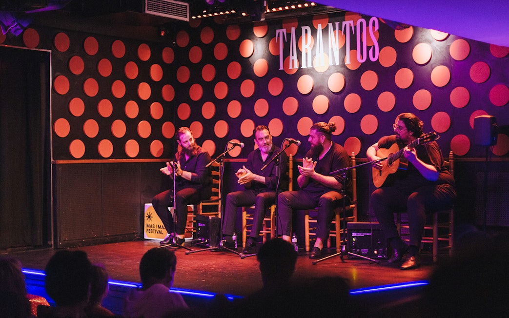 Flamenco performers on stage at Los Tarantos Flamenco Show, Barcelona.