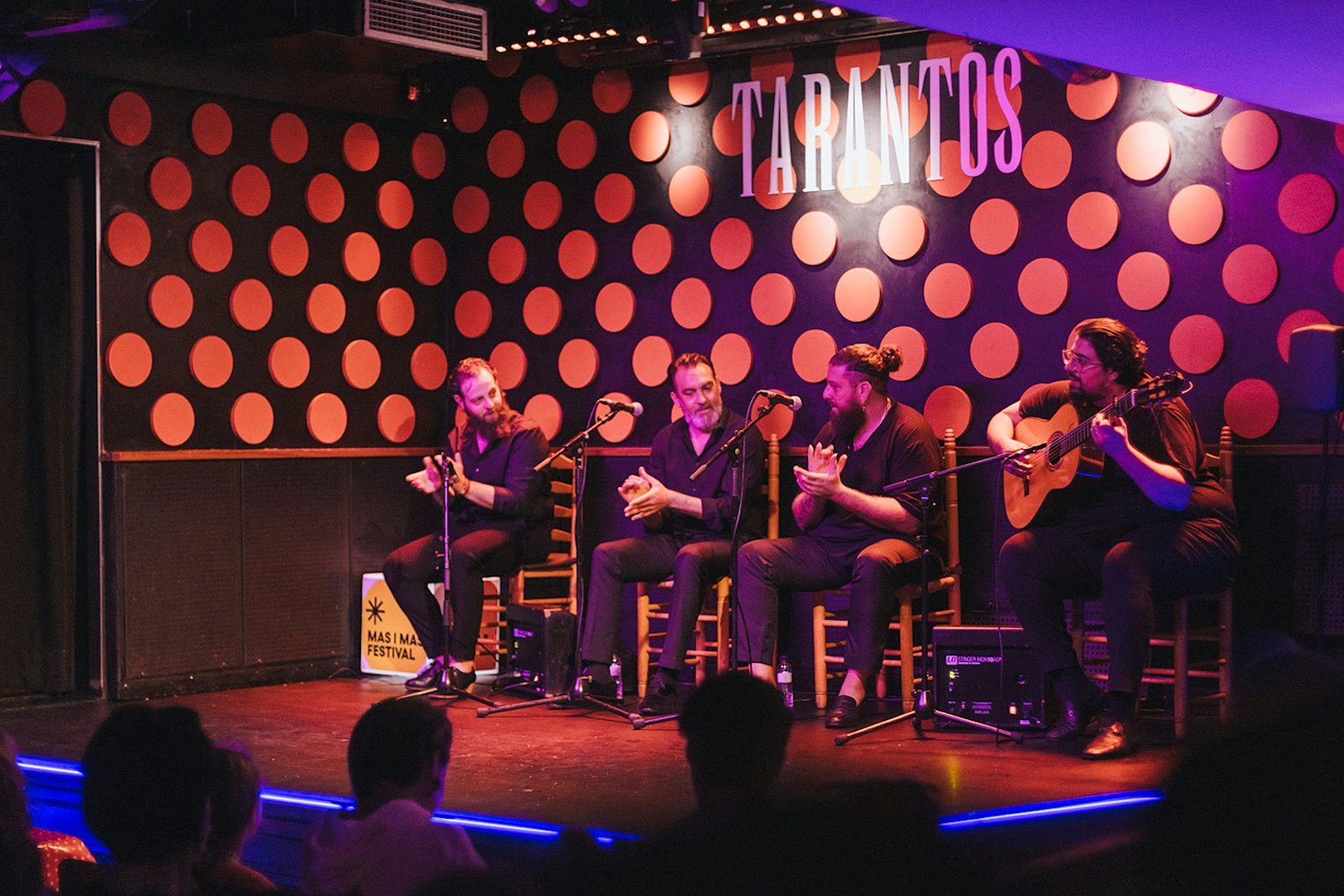 Flamenco performers on stage at Los Tarantos Flamenco Show, Barcelona.