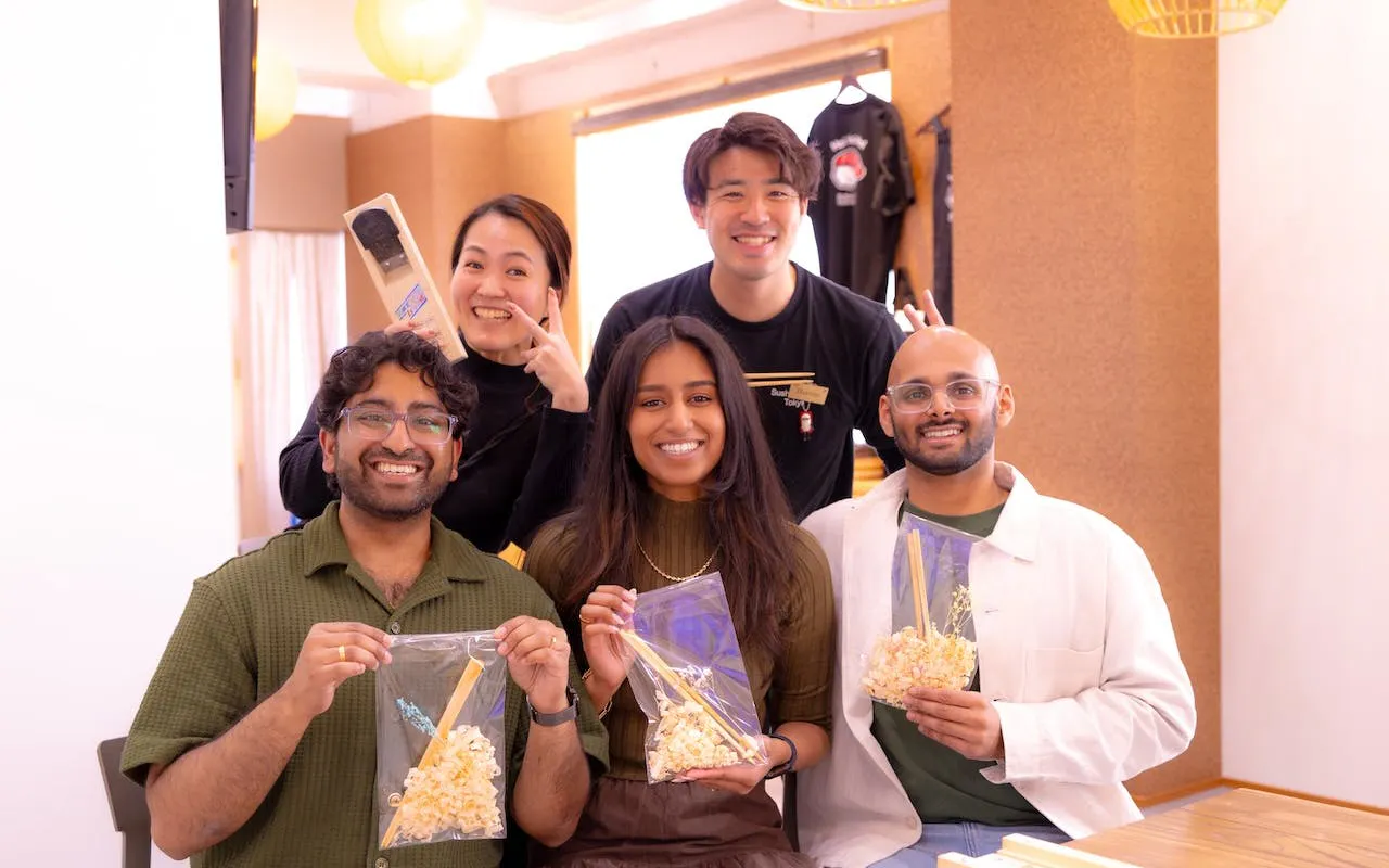 Participants at Tokyo chopstick-making workshop near Sensoji Temple in Asakusa.