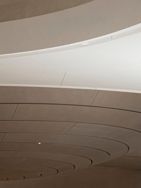 Curved ceiling and architectural details inside Zayed National Museum.