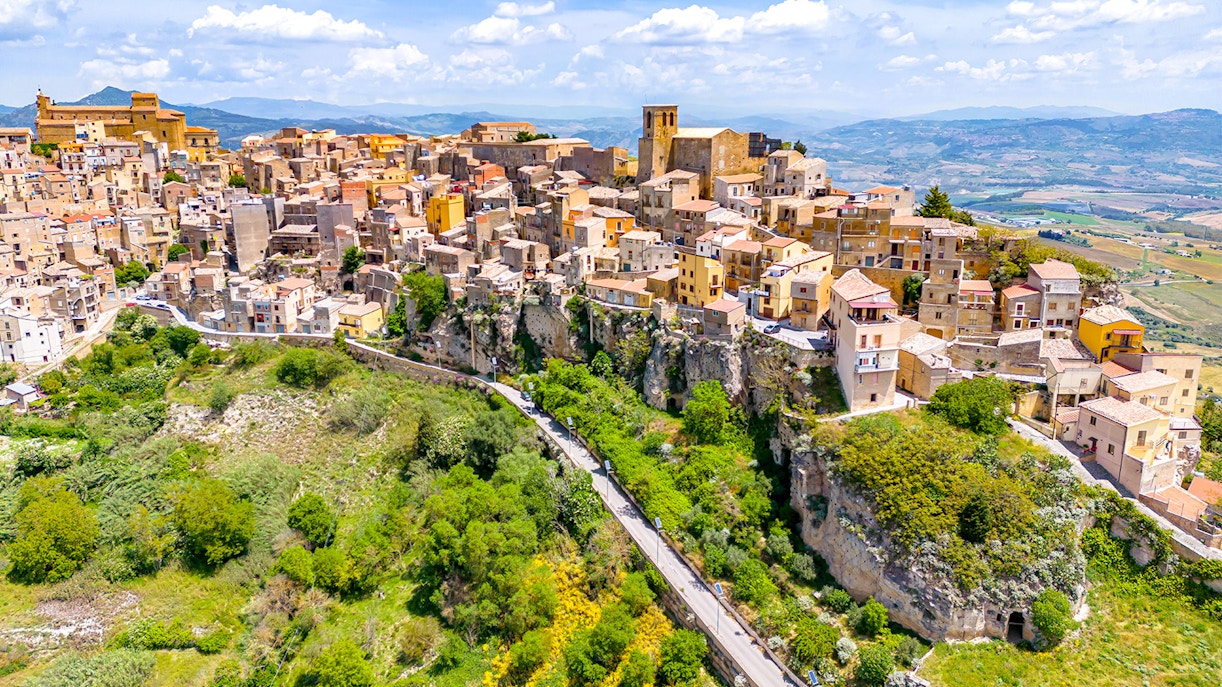 View of Calascibetta, Province of Enna