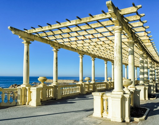 Pergola on Foz do Douro seafront promenade with ocean view, Porto, Portugal.