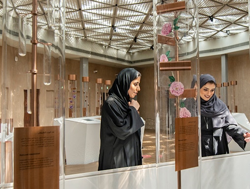 Visitors exploring exhibits at Al Shindagha Museum, Dubai.