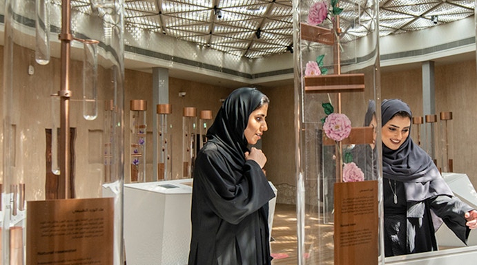 Visitors exploring exhibits at Al Shindagha Museum, Dubai.