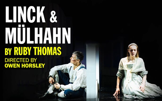 Actors performing in "Linck & Mülhahn" play by Ruby Thomas, directed by Owen Horsley.