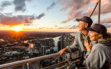 Guests enjoying sunset views on SkyPoint Twilight Climb, Gold Coast.