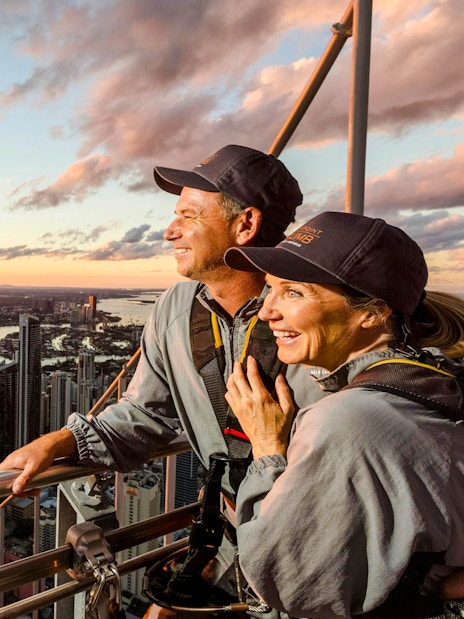 Guests enjoying sunset views on SkyPoint Twilight Climb, Gold Coast.