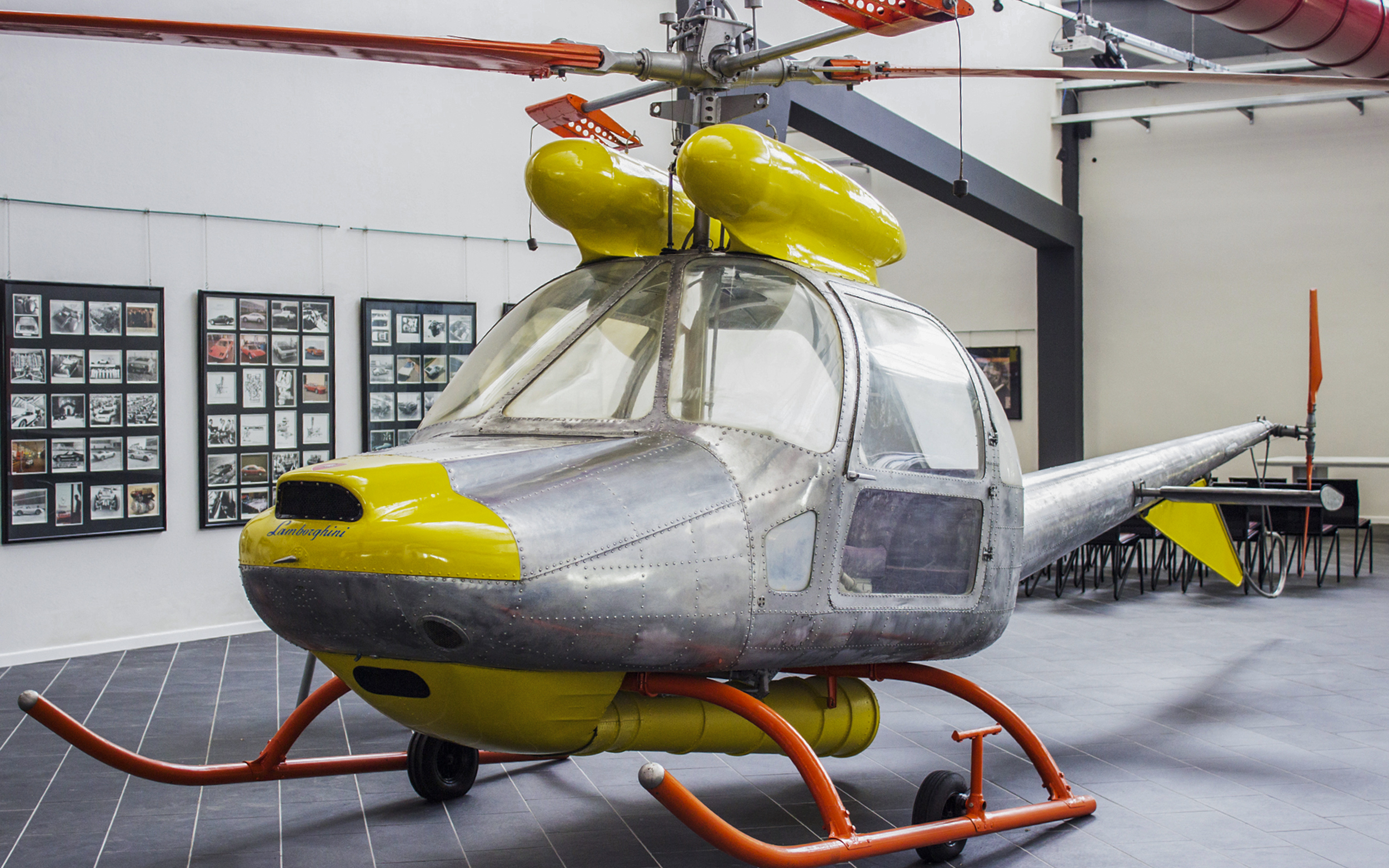Lamborghini helicopter exhibit at Ferruccio Lamborghini Museum, Bologna, Italy.