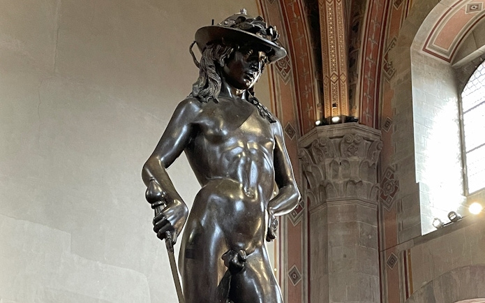 Sculpture of David by Donatello at Museo del Bargello, Florence.