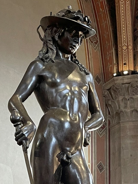 Sculpture of David by Donatello at Museo del Bargello, Florence.