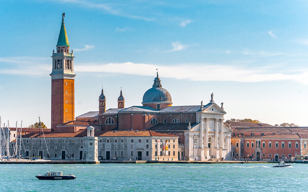 San Giorgio Maggiore island view from Grand Canal, Venice walking tour.
