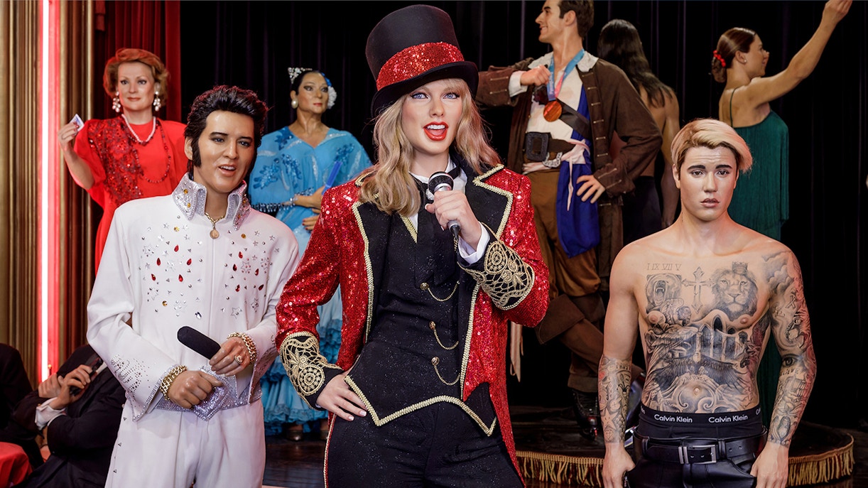 Wax figures of historical figures at Wax Museum in Madrid.