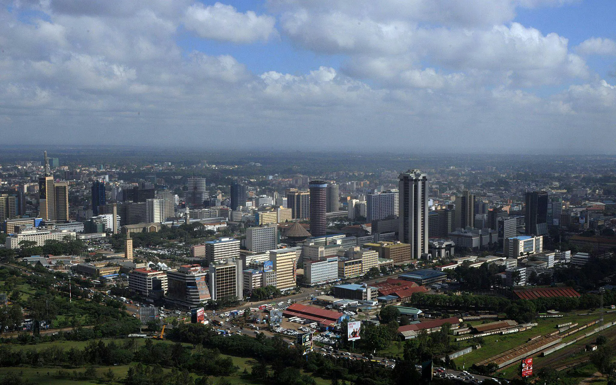 Nairobi cityscape with skyscrapers and urban landscape during city excursion.