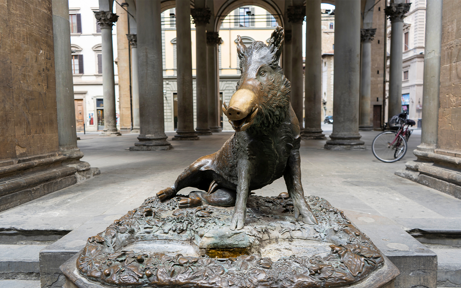 Bronze boar statue at Mercato Nuovo in Florence, Italy.