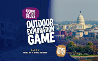 Outdoor exploration game in Washington DC with view of the Capitol building.