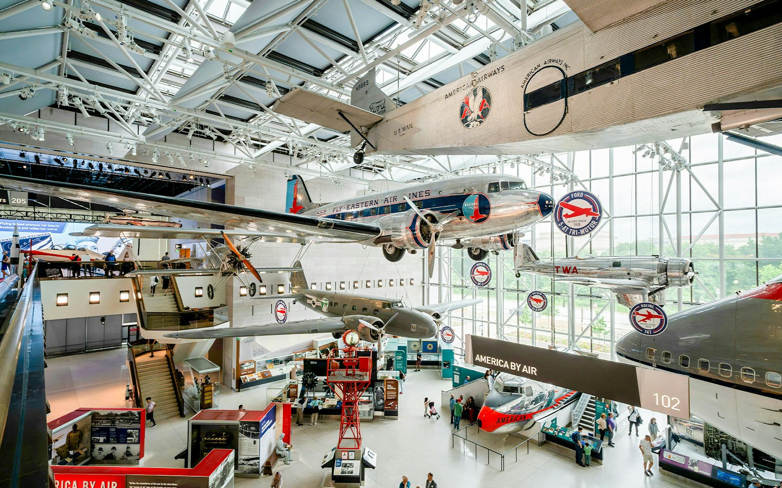 Smithsonian National Air and Space Museum interior with aircraft exhibits, Washington D.C.